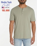 ÁO THUN NAM TAY NGẮN CỔ HENLEY XUẤT MỸ MÀU XANH RÊU AT60311N3