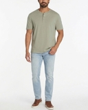 ÁO THUN NAM TAY NGẮN CỔ HENLEY XUẤT MỸ MÀU XANH RÊU AT60311N3