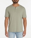 ÁO THUN NAM TAY NGẮN CỔ HENLEY XUẤT MỸ MÀU XANH RÊU AT60311N3