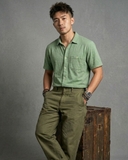 ÁO SƠ MI NAM TAY NGẮN CÓ TÚI VẢI THUN XUẤT MỸ MÀU XANH RÊU SM60314L1