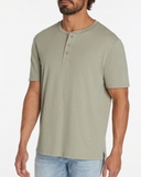 ÁO THUN NAM TAY NGẮN CỔ HENLEY XUẤT MỸ MÀU XANH RÊU AT60311N3