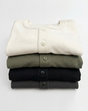 ÁO THUN NAM CỔ HENLEY TAY NGẮN VẢI DRY WAFFLE XUẤT NHẬT MÀU TRẮNG AT60402N9