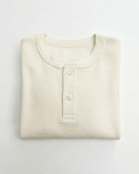 ÁO THUN NAM CỔ HENLEY TAY NGẮN VẢI DRY WAFFLE XUẤT NHẬT MÀU TRẮNG AT60402N9
