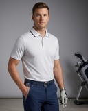 ÁO POLO GOLF NAM TAY NGẮN XUẤT MỸ HỌA TIẾT HOA NHÍ MÀU TRẮNG PL60330H3