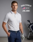 ÁO POLO GOLF NAM TAY NGẮN XUẤT MỸ HỌA TIẾT HOA NHÍ MÀU TRẮNG PL60330H3