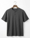 ÁO THUN NAM CỔ HENLEY TAY NGẮN VẢI DRY WAFFLE XUẤT NHẬT MÀU XÁM AT60402N8