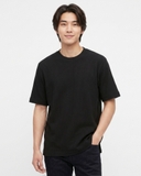 ÁO THUN NAM CỔ TRÒN TAY NGẮN XUẤT NHẬT VẢI DRY WAFFLE MÀU ĐEN AT60503N7