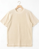 ÁO THUN NAM CỔ TRÒN TAY NGẮN XUẤT NHẬT VẢI DRY WAFFLE MÀU BEIGE AT60503N2
