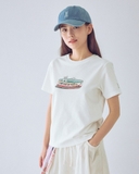 ÁO THUN UNISEX CỔ TRÒN TAY NGẮN XUẤT HÀN MÀU TRẮNG AT60513N2