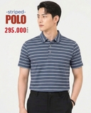 ÁO POLO GOLF NAM TAY NGẮN KẺ SỌC NGANG MÀU XANH PL60522H3