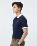 ÁO POLO NAM VẢI COTTON TAY NGẮN MÀU XANH ĐEN CỔ TRẮNG PL60527N1