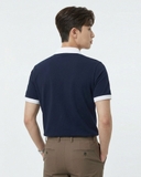 ÁO POLO NAM VẢI COTTON TAY NGẮN MÀU XANH ĐEN CỔ TRẮNG PL60527N1