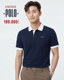 ÁO POLO NAM VẢI COTTON TAY NGẮN MÀU XANH ĐEN CỔ TRẮNG PL60527N1