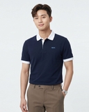 ÁO POLO NAM VẢI COTTON TAY NGẮN MÀU XANH ĐEN CỔ TRẮNG PL60527N1