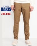 QUẦN KAKI NAM CO GIÃN PHOM ỐNG ĐỨNG MÀU NÂU BÒ QK60615H4