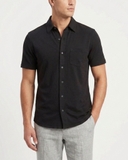 ÁO SƠ MI NAM TAY NGẮN VẢI THUN COTTON MÀU ĐEN SM60623N1