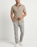 ÁO SƠ MI NAM TAY NGẮN VẢI THUN COTTON MÀU BEIGE SM60623N2