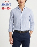 ÁO SƠ MI NAM TAY DÀI VẢI LINEN HỌA TIẾT KẺ SỌC DỌC MÀU XANH DƯƠNG NHẠT SM60704D6