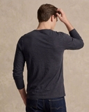 ÁO THUN NAM CỔ HENLEY TAY DÀI MÀU ĐEN AT60708N3