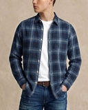 ÁO SƠ MI NAM TAY DÀI VẢI NỈ FLANNEL HỌA TIẾT CA RÔ MÀU XANH NAVY SM60711H7