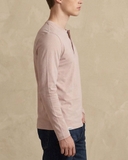 ÁO THUN NAM CỔ HENLEY TAY DÀI MÀU HỒNG NHẠT AT60708N1