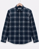 ÁO SƠ MI NAM TAY DÀI VẢI NỈ FLANNEL HỌA TIẾT CA RÔ MÀU XANH NAVY SM60711H7