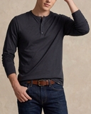 ÁO THUN NAM CỔ HENLEY TAY DÀI MÀU ĐEN AT60708N3