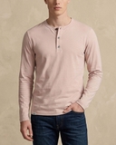 ÁO THUN NAM CỔ HENLEY TAY DÀI MÀU HỒNG NHẠT AT60708N1