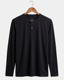 ÁO THUN NAM CỔ HENLEY TAY DÀI MÀU ĐEN AT60708N3