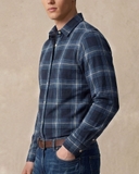 ÁO SƠ MI NAM TAY DÀI VẢI NỈ FLANNEL HỌA TIẾT CA RÔ MÀU XANH NAVY SM60711H7