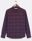 ÁO SƠ MI NAM TAY DÀI VẢI NỈ FLANNEL HỌA TIẾT CA RÔ MÀU ĐỎ XANH SM60711H6
