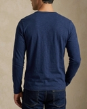 ÁO THUN NAM CỔ HENLEY TAY DÀI MÀU XANH NAVY AT60708N4