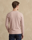 ÁO THUN NAM CỔ HENLEY TAY DÀI MÀU HỒNG NHẠT AT60708N1
