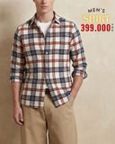 ÁO SƠ MI NAM TAY DÀI VẢI NỈ FLANNEL HỌA TIẾT CA RÔ MÀU NÂU TRẮNG SM60711H1