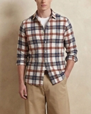 ÁO SƠ MI NAM TAY DÀI VẢI NỈ FLANNEL HỌA TIẾT CA RÔ MÀU NÂU TRẮNG SM60711H1