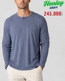 ÁO THUN NAM CỔ HENLEY TAY DÀI MÀU XÁM AT60708N2