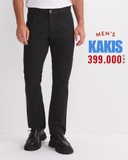 QUẦN DÀI KAKI GIẢ JEAN NAM PHOM ỐNG ĐỨNG MÀU ĐEN QK60711D4