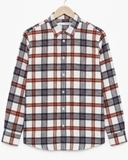 ÁO SƠ MI NAM TAY DÀI VẢI NỈ FLANNEL HỌA TIẾT CA RÔ MÀU NÂU TRẮNG SM60711H1