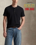 ÁO THUN NAM TAY NGẮN CỔ HENLEY MÀU ĐEN AT60711N3