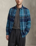 ÁO SƠ MI NAM TAY DÀI VẢI NỈ FLANNEL HỌA TIẾT CA RÔ MÀU XANH CỔ VỊT SM60711H5