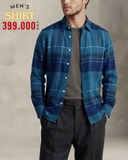 ÁO SƠ MI NAM TAY DÀI VẢI NỈ FLANNEL HỌA TIẾT CA RÔ MÀU XANH CỔ VỊT SM60711H5