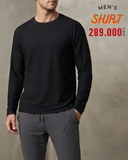 ÁO THUN NAM CỔ TRÒN TAY DÀI MÀU ĐEN AT60803H3