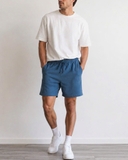QUẦN SHORT UNISEX VẢI THUN LƯNG CO GIÃN MÀU XANH DƯƠNG QS60630V1