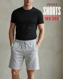 QUẦN SHORT UNISEX VẢI THUN LƯNG CO GIÃN MÀU XÁM TRẮNG QS60630V5