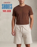 QUẦN SHORT UNISEX VẢI THUN LƯNG CO GIÃN MÀU KEM QS60630V3