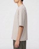 ÁO THUN NAM OVERSIZE CỔ TRÒN TAY NGẮN MÀU KEM AT60825T1