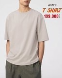 ÁO THUN NAM OVERSIZE CỔ TRÒN TAY NGẮN MÀU KEM AT60825T1