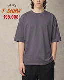 ÁO THUN NAM OVERSIZE CỔ TRÒN TAY NGẮN MÀU XÁM TRO AT60825T8