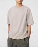 ÁO THUN NAM OVERSIZE CỔ TRÒN TAY NGẮN MÀU KEM AT60825T1