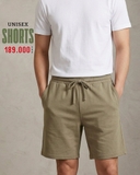 QUẦN SHORT UNISEX VẢI THUN LƯNG CO GIÃN MÀU RÊU QS60630V4
